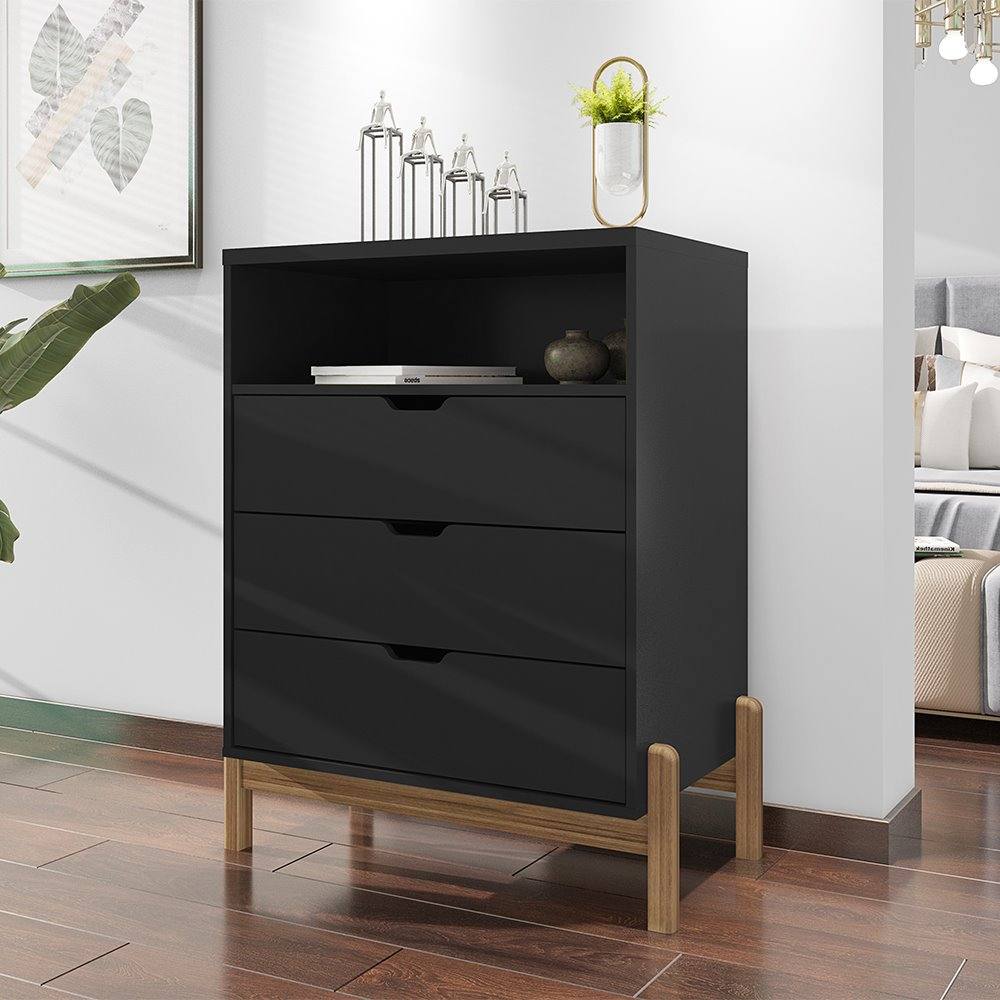 Cômoda com 03 Gavetas e 01 Nicho Antares Preto